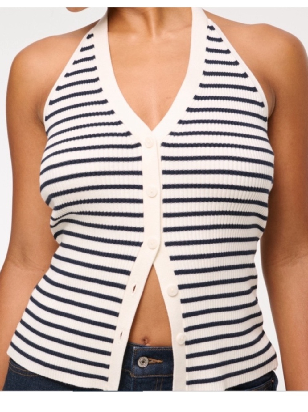 Abercrombie & Fitch Striped Ribbed Halter Sweater Vest XS